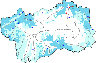 Altezza neve al suolo + dati stazioni automatiche (AWS) e Modelli 1 AINEVA (MOD1) oltre i 2000 m