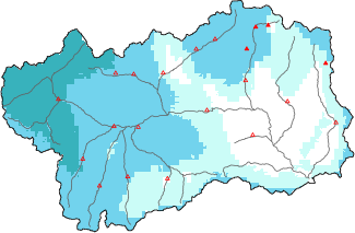 New snow in the last 72h + Modello 1 AINEVA (MOD1) data