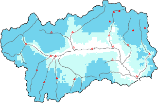 Neige fraîche dans les dernières 72h + données Modello 1 AINEVA (MOD1)