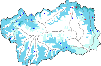 Altezza neve al suolo + dati stazioni automatiche (AWS) e Modelli 1 AINEVA (MOD1) oltre i 2000 m