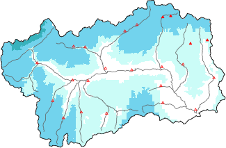 New snow in the last 72h + Modello 1 AINEVA (MOD1) data