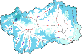 Snow depth + automatic weather station data (AWS) + Modello 1 AINEVA (MOD1) data below 2000 m