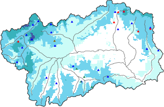 Altezza neve al suolo + dati stazioni automatiche (AWS) e Modelli 1 AINEVA (MOD1) oltre i 2000 m