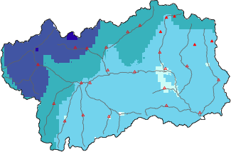 New snow in the last 72h + Modello 1 AINEVA (MOD1) data