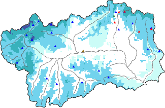 Altezza neve al suolo + dati stazioni automatiche (AWS) e Modelli 1 AINEVA (MOD1) oltre i 2000 m