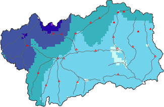 New snow in the last 72h + Modello 1 AINEVA (MOD1) data