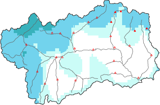 New snow in the last 24h + Modello 1 AINEVA (MOD1) data