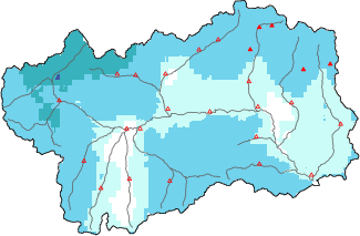 Neige fraîche dans les dernières 72h + données Modello 1 AINEVA (MOD1)