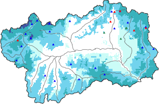 Altezza neve al suolo + dati stazioni automatiche (AWS) e Modelli 1 AINEVA (MOD1) oltre i 2000 m