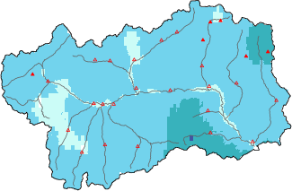 New snow in the last 24h + Modello 1 AINEVA (MOD1) data