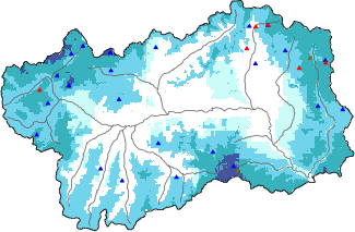 Altezza neve al suolo + dati stazioni automatiche (AWS) e Modelli 1 AINEVA (MOD1) oltre i 2000 m