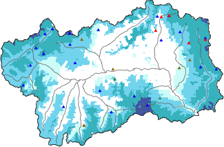 Hauter de neige + données de station automatiques (AWS) + données Modello 1 AINEVA (MOD1) au-dessus de 2000 m