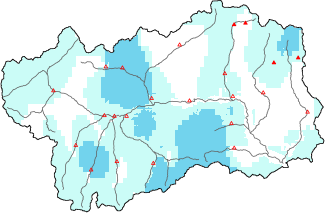 Neige fraîche dans les dernières 72h + données Modello 1 AINEVA (MOD1)