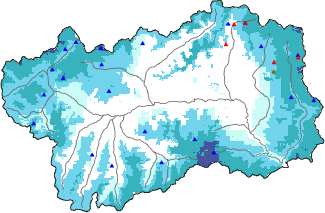 Altezza neve al suolo + dati stazioni automatiche (AWS) e Modelli 1 AINEVA (MOD1) oltre i 2000 m