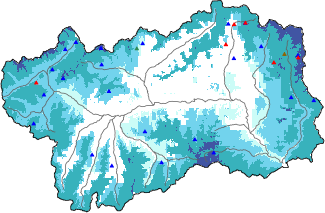 Altezza neve al suolo + dati stazioni automatiche (AWS) e Modelli 1 AINEVA (MOD1) oltre i 2000 m