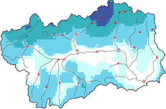 Neige fraîche dans les dernières 24h + données Modello 1 AINEVA (MOD1)