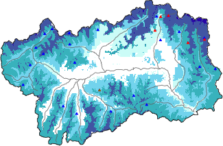 Altezza neve al suolo + dati stazioni automatiche (AWS) e Modelli 1 AINEVA (MOD1) oltre i 2000 m