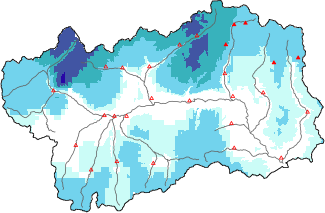 Neige fraîche dans les dernières 24h + données Modello 1 AINEVA (MOD1)