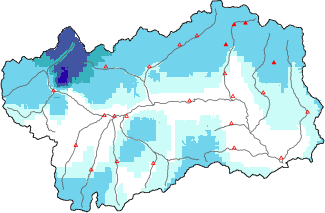 New snow in the last 24h + Modello 1 AINEVA (MOD1) data