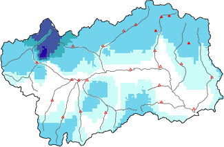 Neige fraîche dans les dernières 24h + données Modello 1 AINEVA (MOD1)