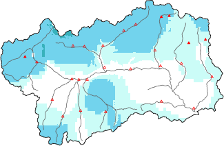 New snow in the last 24h + Modello 1 AINEVA (MOD1) data