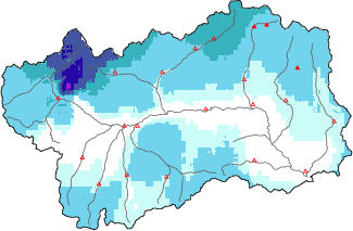 New snow in the last 72h + Modello 1 AINEVA (MOD1) data