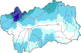 Neige fraîche dans les dernières 72h + données Modello 1 AINEVA (MOD1)