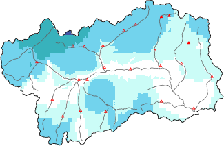 Neige fraîche dans les dernières 72h + données Modello 1 AINEVA (MOD1)