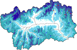 Altezza neve al suolo + dati stazioni automatiche (AWS) e Modelli 1 AINEVA (MOD1) oltre i 2000 m