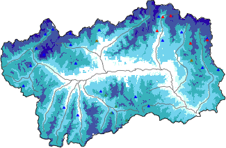 Altezza neve al suolo + dati stazioni automatiche (AWS) e Modelli 1 AINEVA (MOD1) oltre i 2000 m