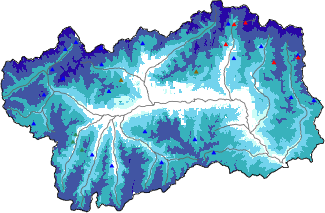 Altezza neve al suolo + dati stazioni automatiche (AWS) e Modelli 1 AINEVA (MOD1) oltre i 2000 m