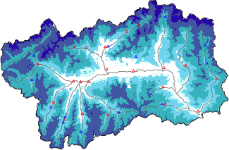 Altezza neve al suolo + dati stazioni automatiche (AWS) e Modelli 1 AINEVA (MOD1) sotto i 2000 m