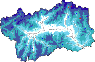 Altezza neve al suolo + dati stazioni automatiche (AWS) e Modelli 1 AINEVA (MOD1) oltre i 2000 m