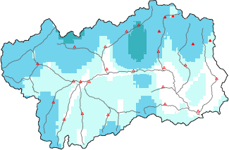 New snow in the last 24h + Modello 1 AINEVA (MOD1) data