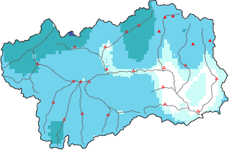 Neige fraîche dans les dernières 72h + données Modello 1 AINEVA (MOD1)