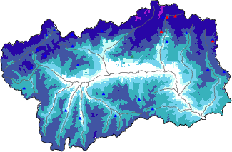 Altezza neve al suolo + dati stazioni automatiche (AWS) e Modelli 1 AINEVA (MOD1) oltre i 2000 m