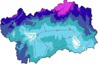 Neige fraîche dans les dernières 72h + données Modello 1 AINEVA (MOD1)