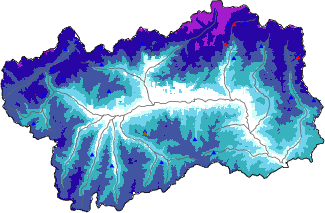 Hauter de neige + données de station automatiques (AWS) + données Modello 1 AINEVA (MOD1) au-dessus de 2000 m