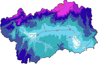 New snow in the last 72h + Modello 1 AINEVA (MOD1) data