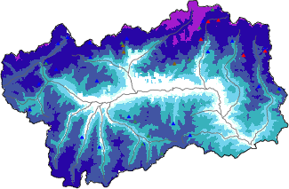 Hauter de neige + données de station automatiques (AWS) + données Modello 1 AINEVA (MOD1) au-dessus de 2000 m