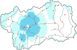 Neige fraîche dans les dernières 24h + données Modello 1 AINEVA (MOD1)