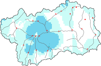 New snow in the last 72h + Modello 1 AINEVA (MOD1) data