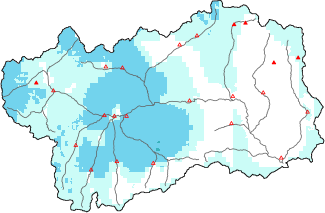 Neige fraîche dans les dernières 72h + données Modello 1 AINEVA (MOD1)