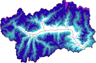 Altezza neve al suolo + dati stazioni automatiche (AWS) e Modelli 1 AINEVA (MOD1) oltre i 2000 m