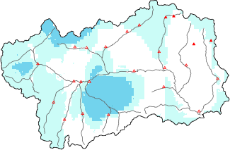 New snow in the last 72h + Modello 1 AINEVA (MOD1) data