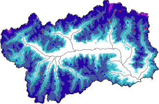 Snow depth + automatic weather station data (AWS) + Modello 1 AINEVA (MOD1) data above 2000 m