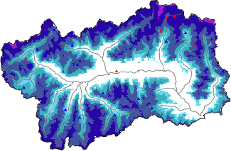 Hauter de neige + données de station automatiques (AWS) + données Modello 1 AINEVA (MOD1) au-dessus de 2000 m