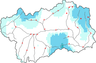 New snow in the last 24h + Modello 1 AINEVA (MOD1) data