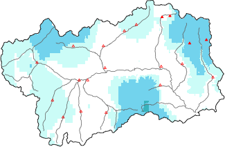 New snow in the last 72h + Modello 1 AINEVA (MOD1) data