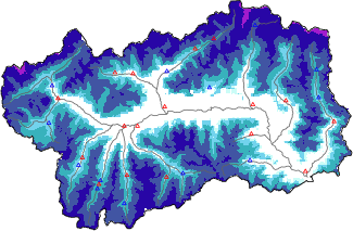 Hauter de neige + données de station automatiques (AWS) + données Modello 1 AINEVA (MOD1) au-dessous de 2000 m